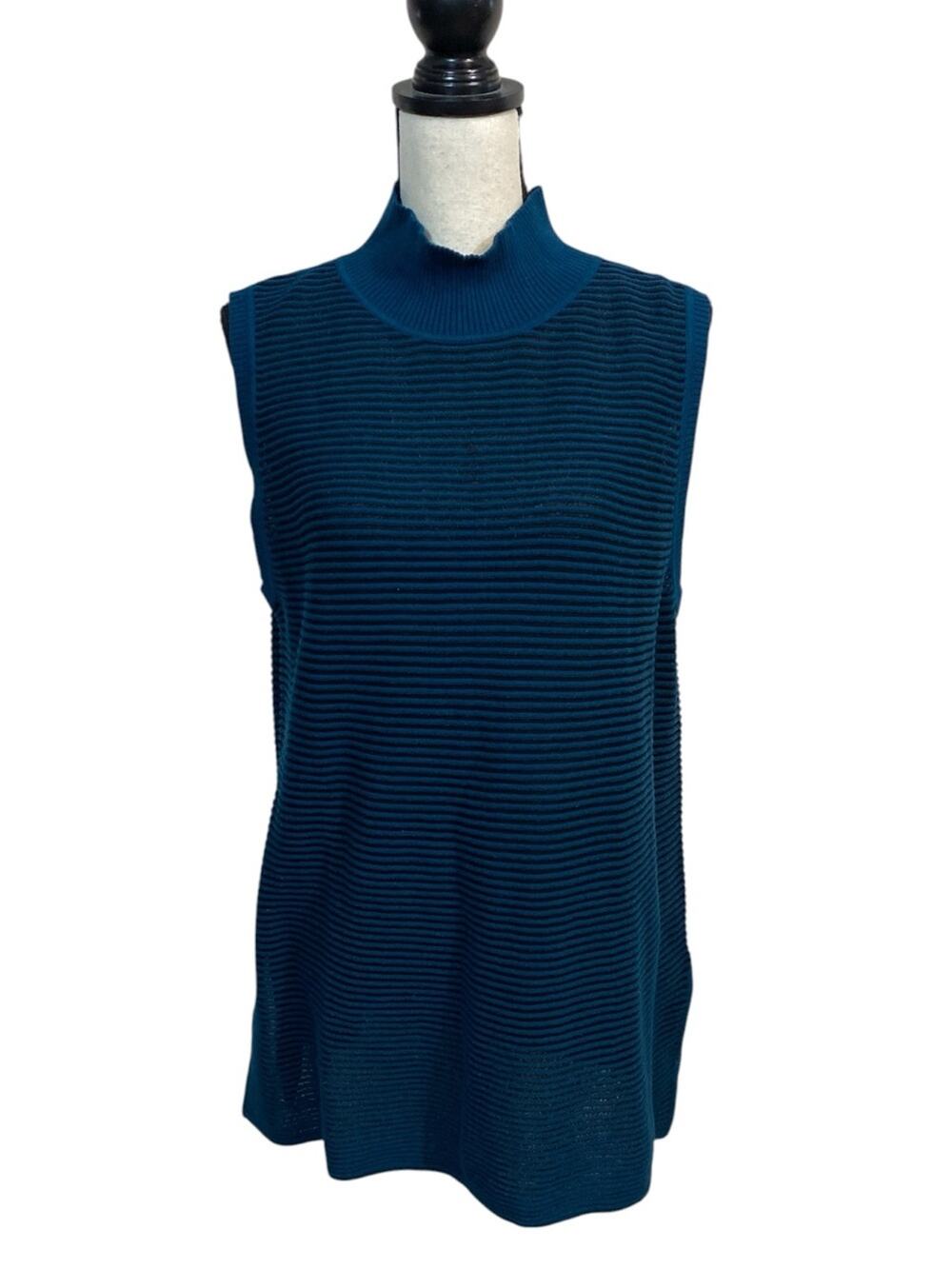 Wynne Layers Mock Neck Tunic Sweater Tank Teal Black XL